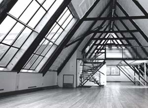 Loft-Büroraum unter dem Reetdach