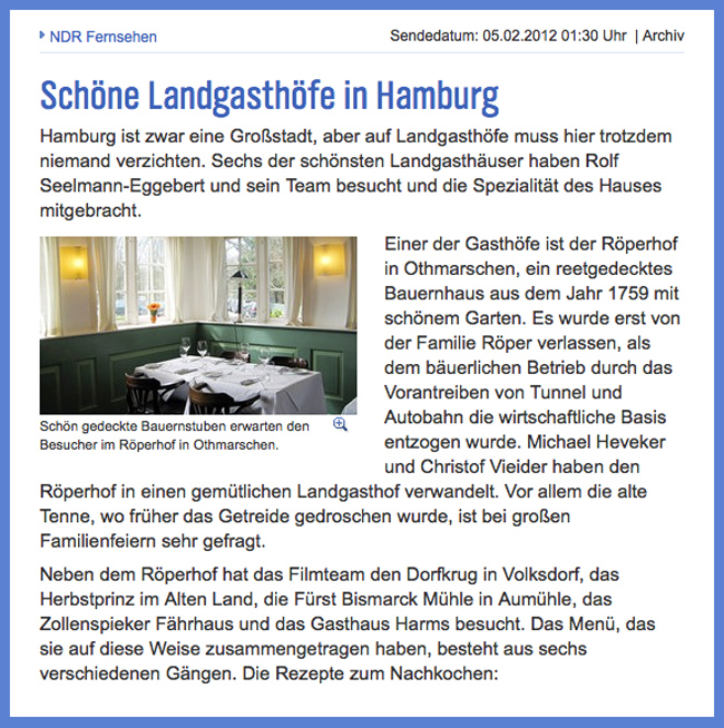 Schöne Landgasthöfe in Hamburg