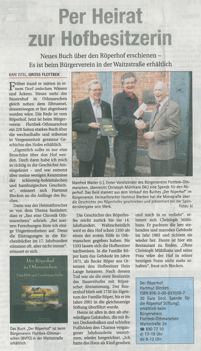 Zeitungsartikel, Elbe-Wochenblatt 2014